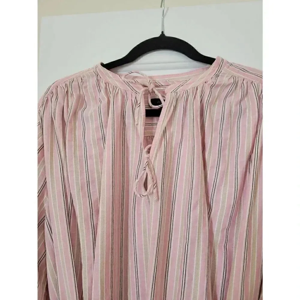 J. Crew Re-Imagined Alma Pink Striped Beach Boho Cotton Dress Womens Size L-XL,